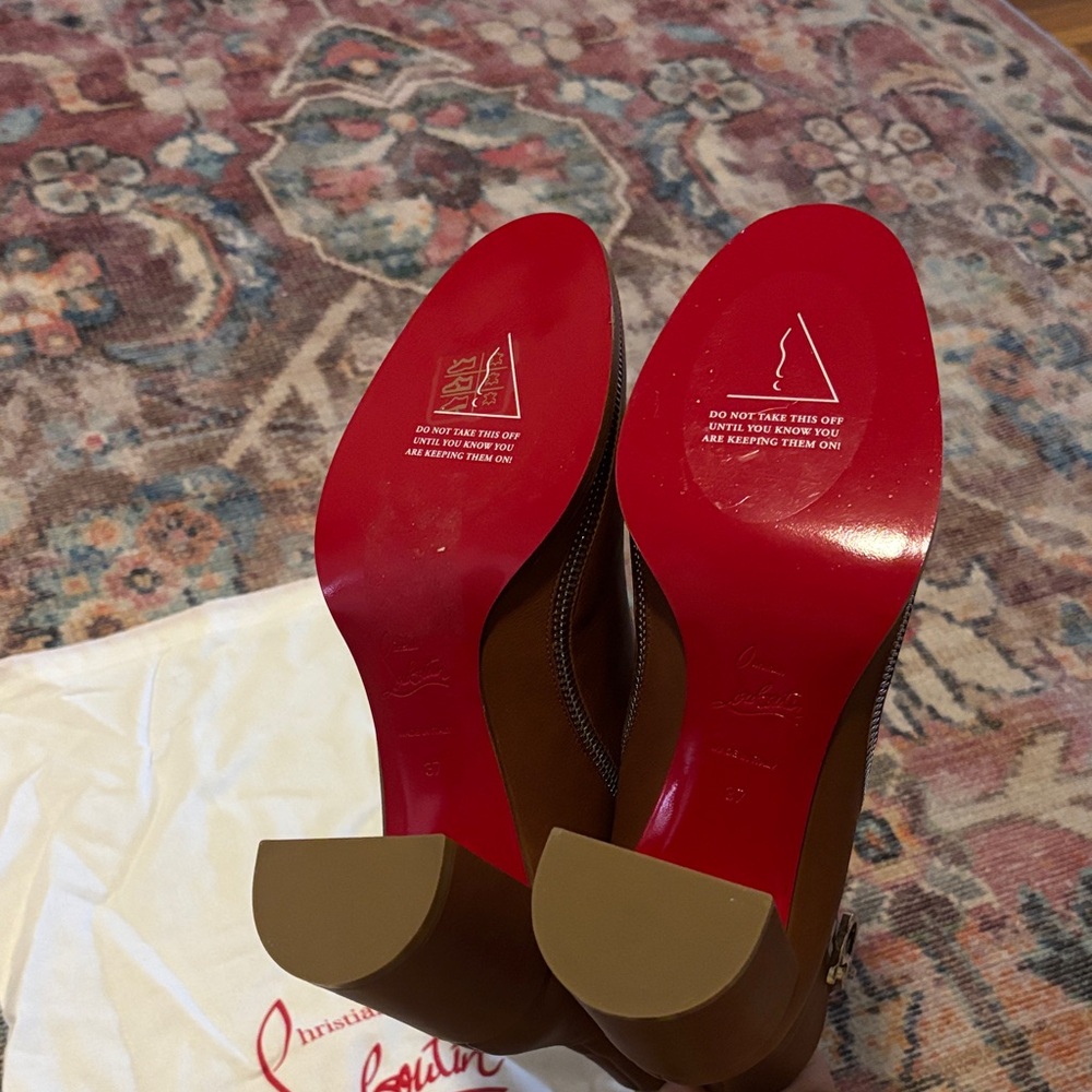 Christian Louboutin Brown Heeled Boots with Red Sole (never worn) - Picture 5 of 6